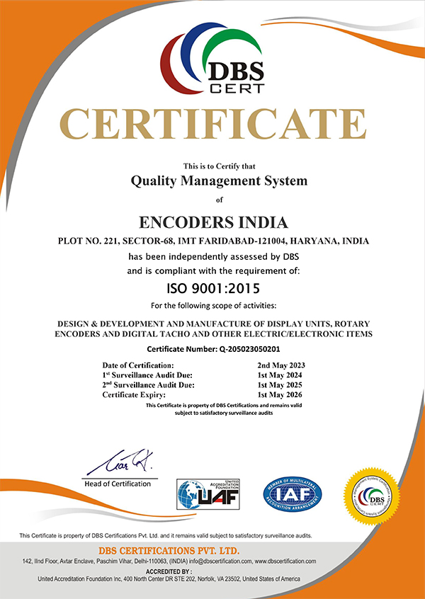 Encoders India ISO Certificate